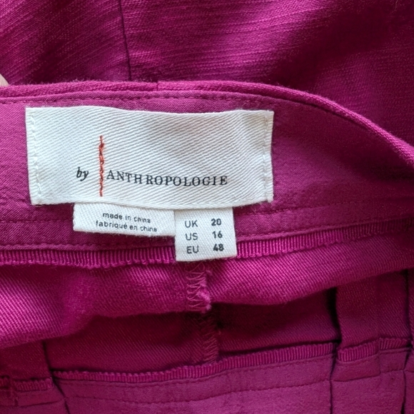 By Anthropologie Wide Leg Corset Pants Pink sz 16 NWT - Picture 11 of 12